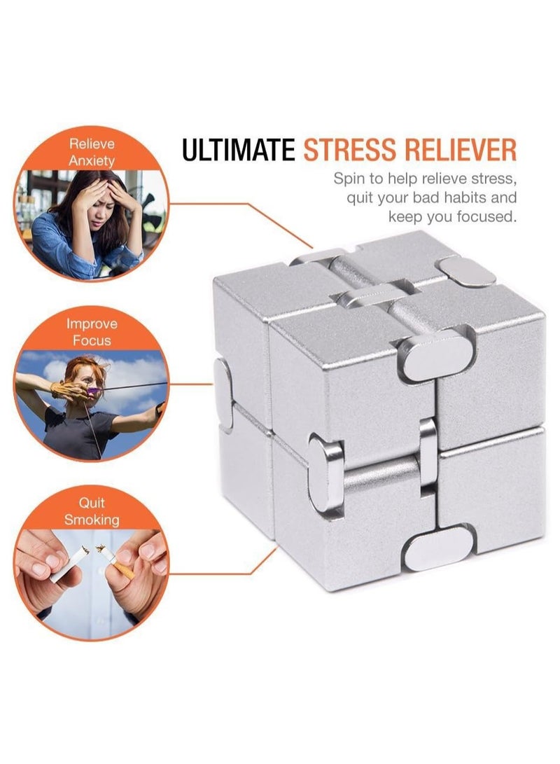 لعبة فيدجيت كيوب الإصدار الجديد من لعبة فيدجيت فينجر - مكعب روبيك المعدني اللامتناهي لتخفيف التوتر والقلق/تخفيف اضطراب فرط الحركة ونقص الانتباه، هدية حسية متينة للغاية للبالغين والمراهقين (أسود) - Image 4